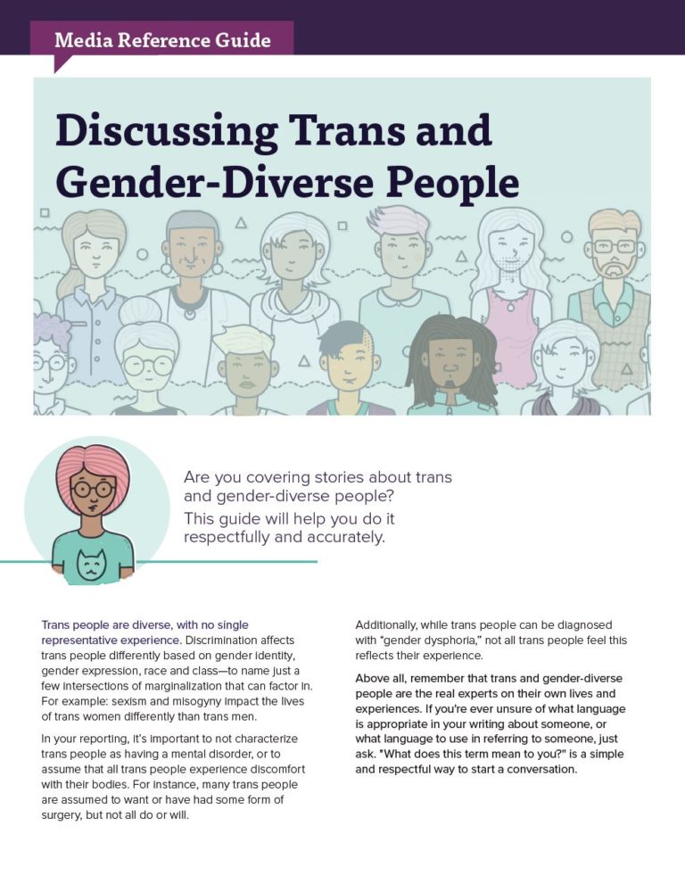 Media Reference Guide: Discussing Trans and Gender Diverse People ...